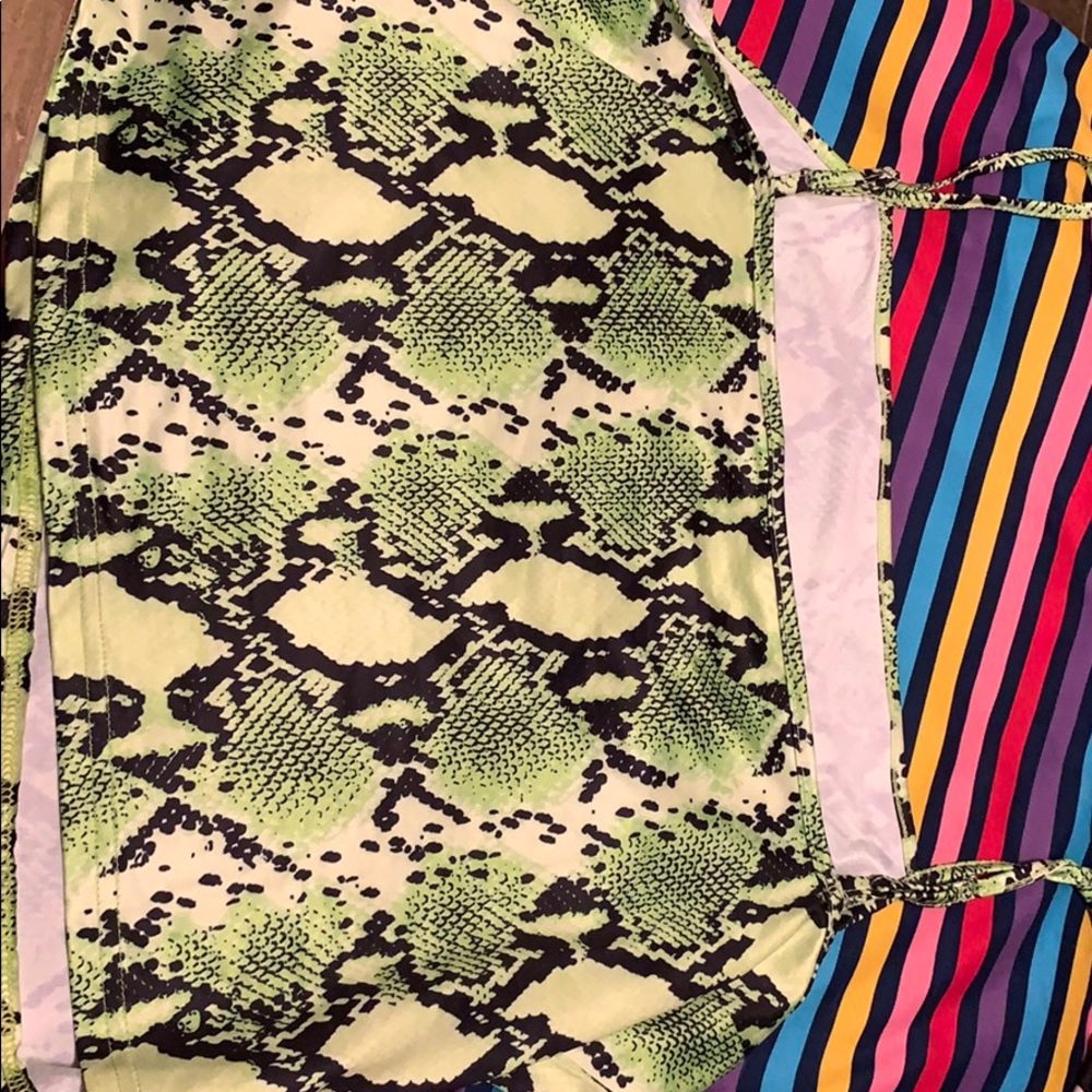 Green and black snake print crop top